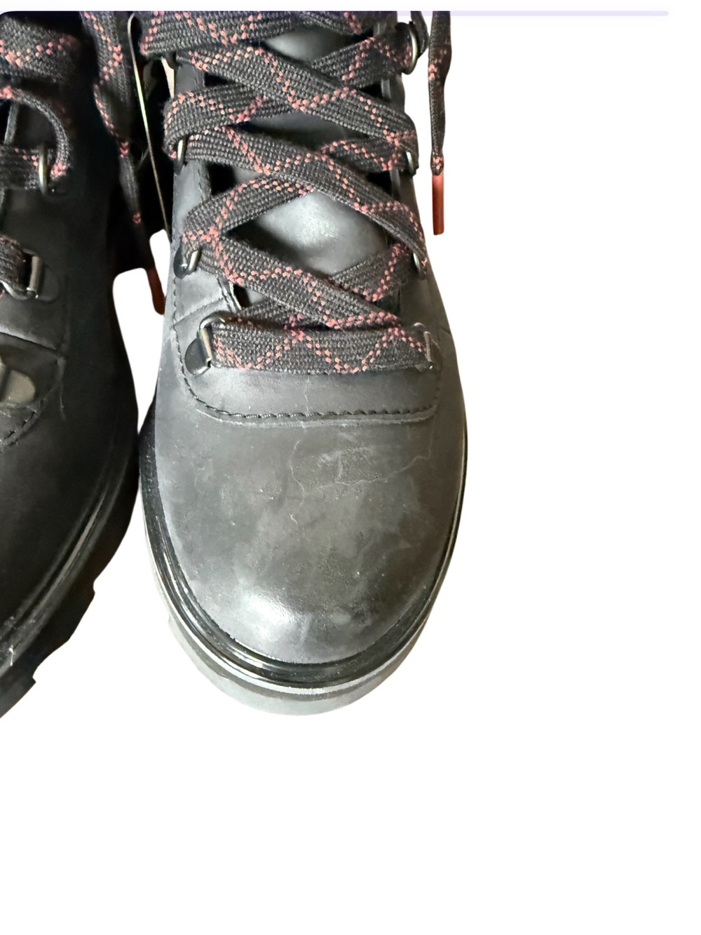 Sorel Lennox Waterproof Black Leather Hiking Boots with Red-Trim Laces-Size 10 - Picture 6 of 14